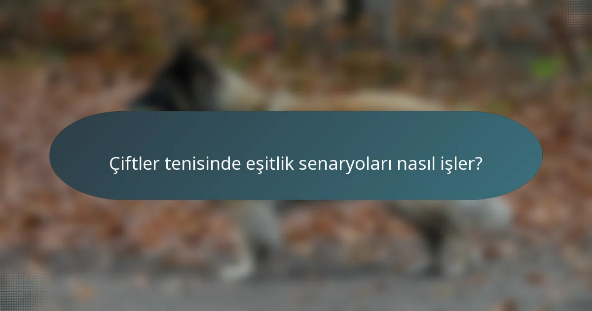 Çiftler tenisinde eşitlik senaryoları nasıl işler?